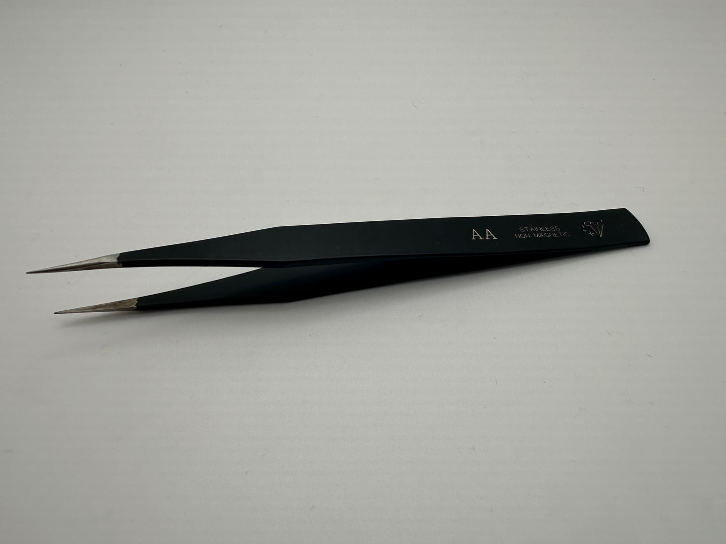AA Tweezers. Black. Stainless Steel Non Magnetic.