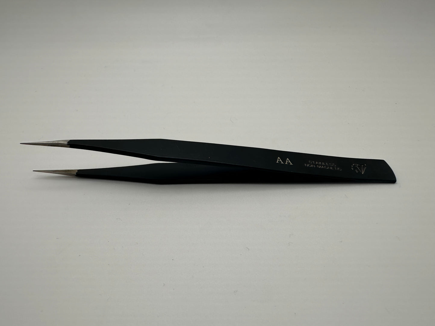 AA Tweezers. Black. Stainless Steel Non Magnetic.
