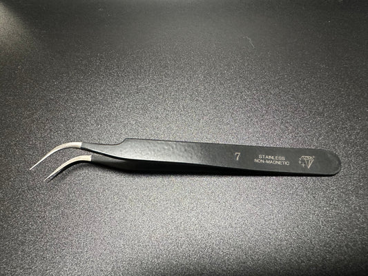 Tweezers # 7. Black. Stainless steel Non Magnetic.
