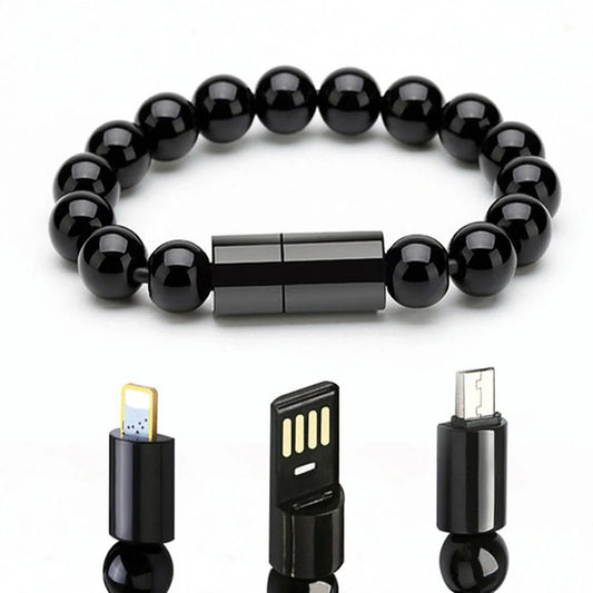 Bead Pure Color Bracelet USB Charging Cable for iPhone.