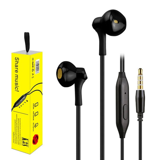 2 in 1 pack. Kin Headsets 3.5 aux. Wired Earbuds Headphones with Microphone Stereo Bass.