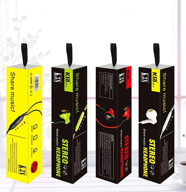 2 in 1 pack. Kin Headsets 3.5 aux. Wired Earbuds Headphones with Microphone Stereo Bass.