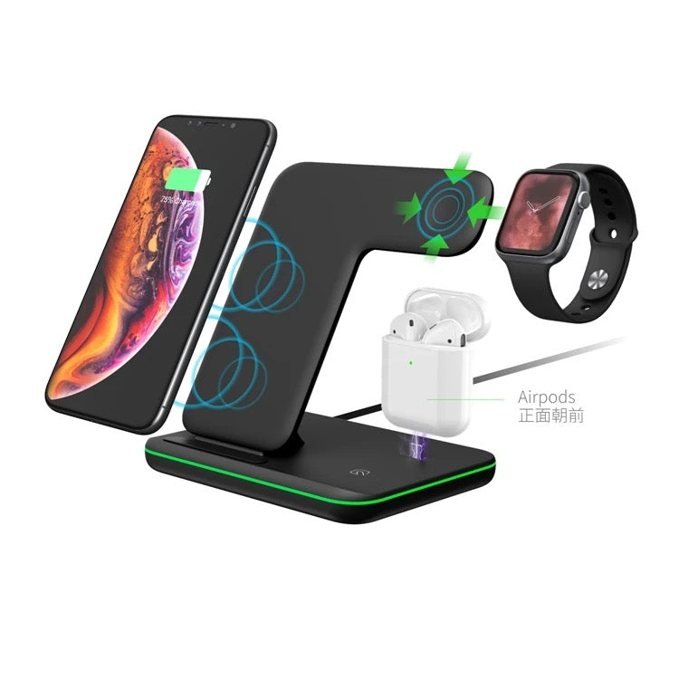 15W Fast Wireless Charger stand 3 in 1. Foldable.   iPhone, Air pods, IWatch- Charge All at the Same Time