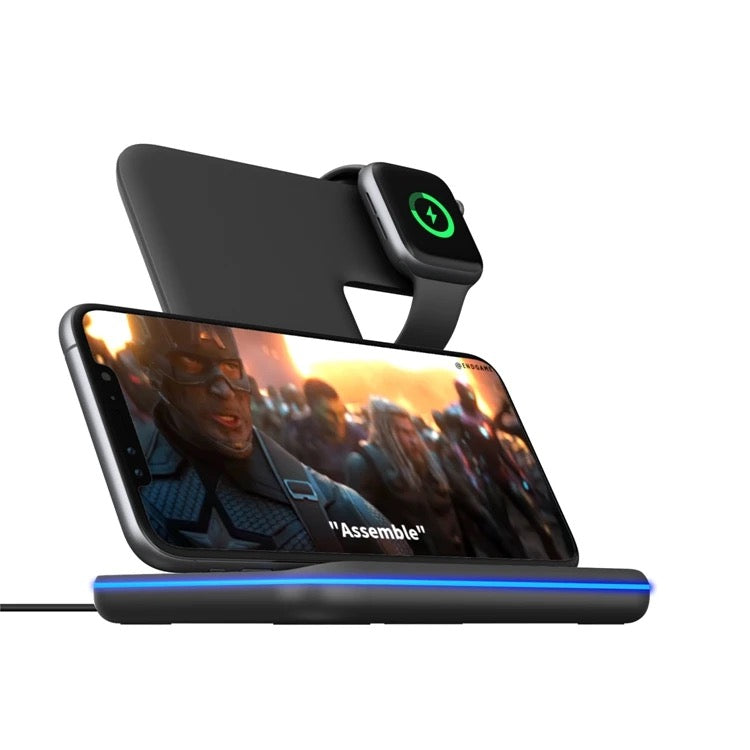 15W Fast Wireless Charger stand 3 in 1. Foldable.   iPhone, Air pods, IWatch- Charge All at the Same Time